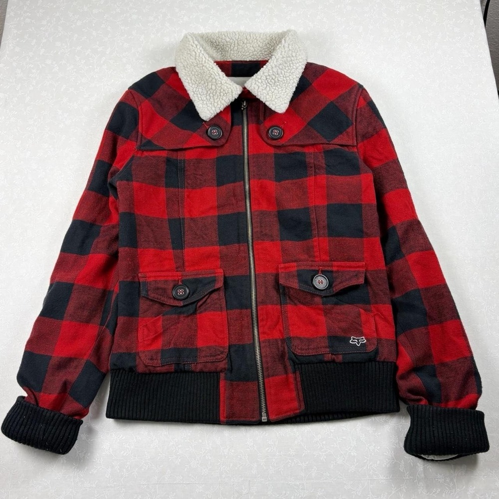 Fox Racing Buffalo Plaid Sherpa Winter Jacket — Size Large